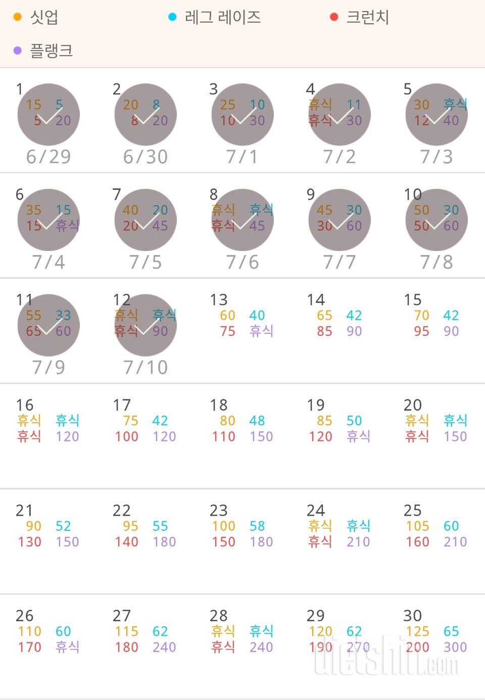 30일 복근 만들기 72일차 성공!