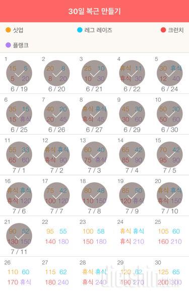 30일 복근 만들기 21일차 성공!