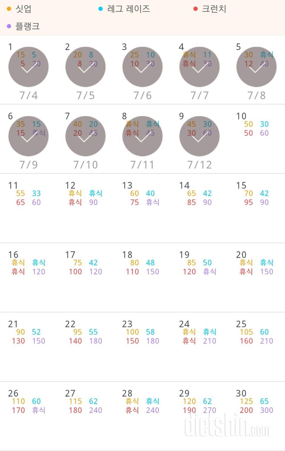 30일 복근 만들기 279일차 성공!