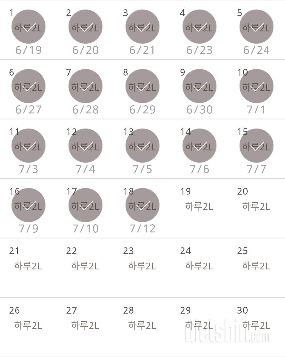 30일 하루 2L 물마시기 18일차 성공!