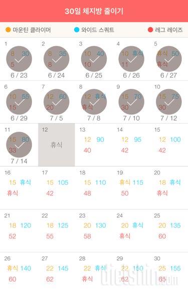 30일 체지방 줄이기 11일차 성공!