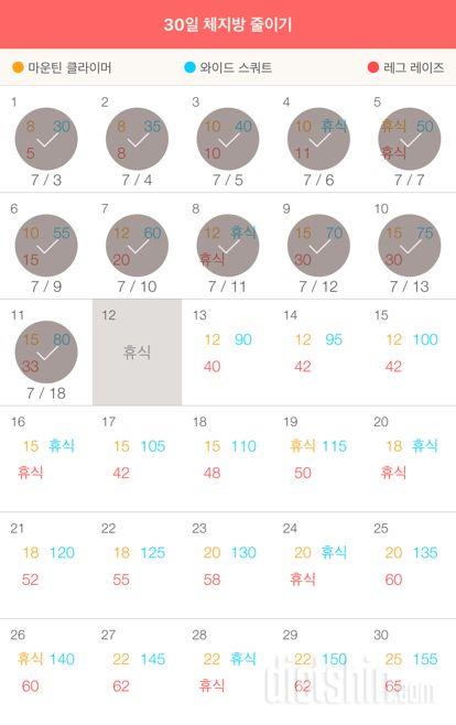 30일 체지방 줄이기 11일차 성공!