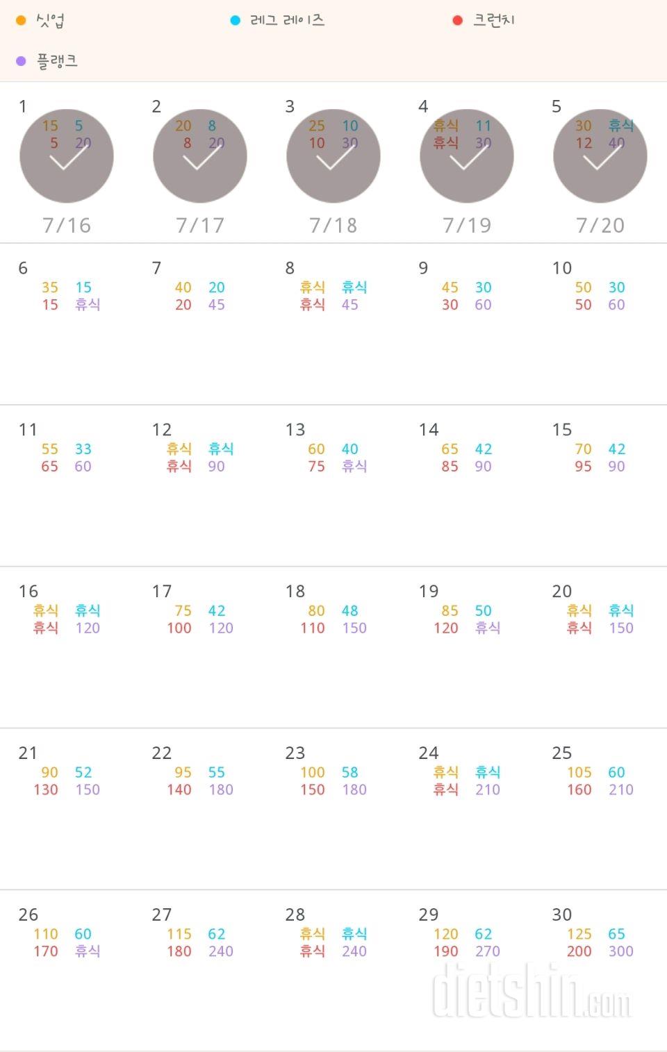 30일 복근 만들기 35일차 성공!