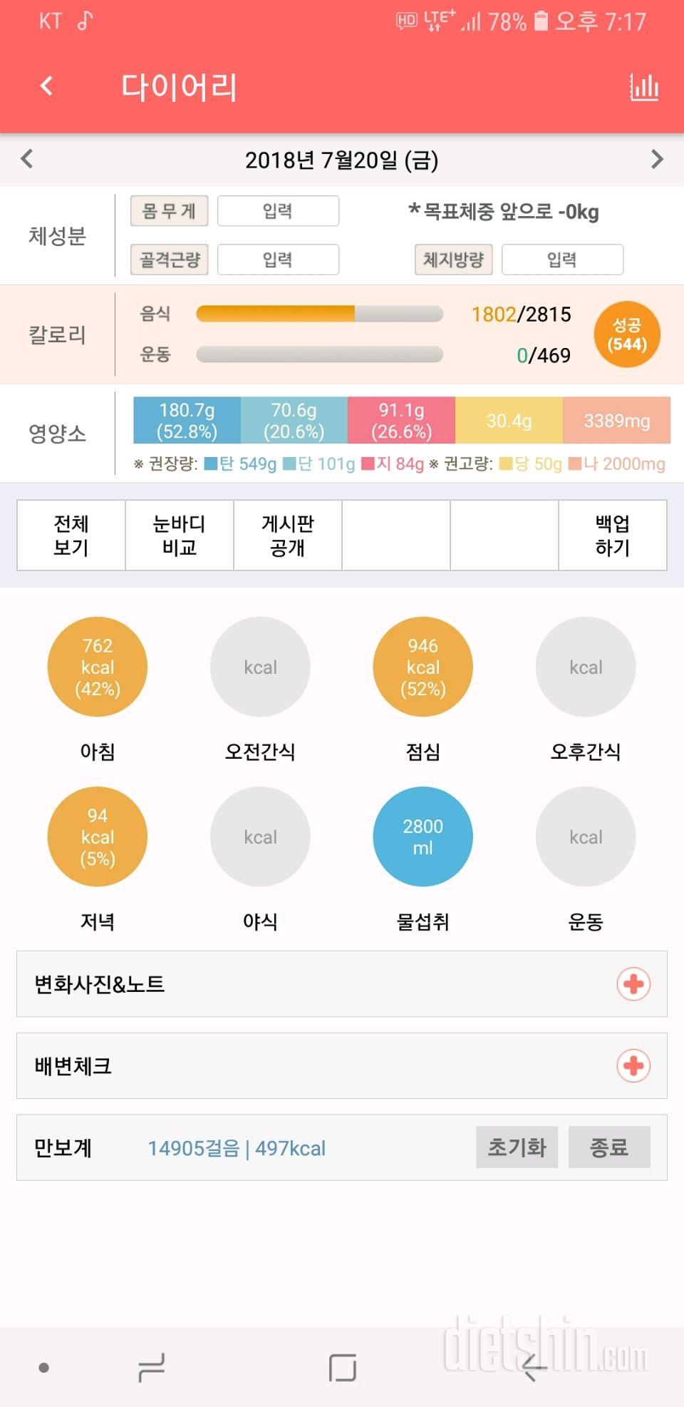 7.20 식단 종료(약속이 있긴함)