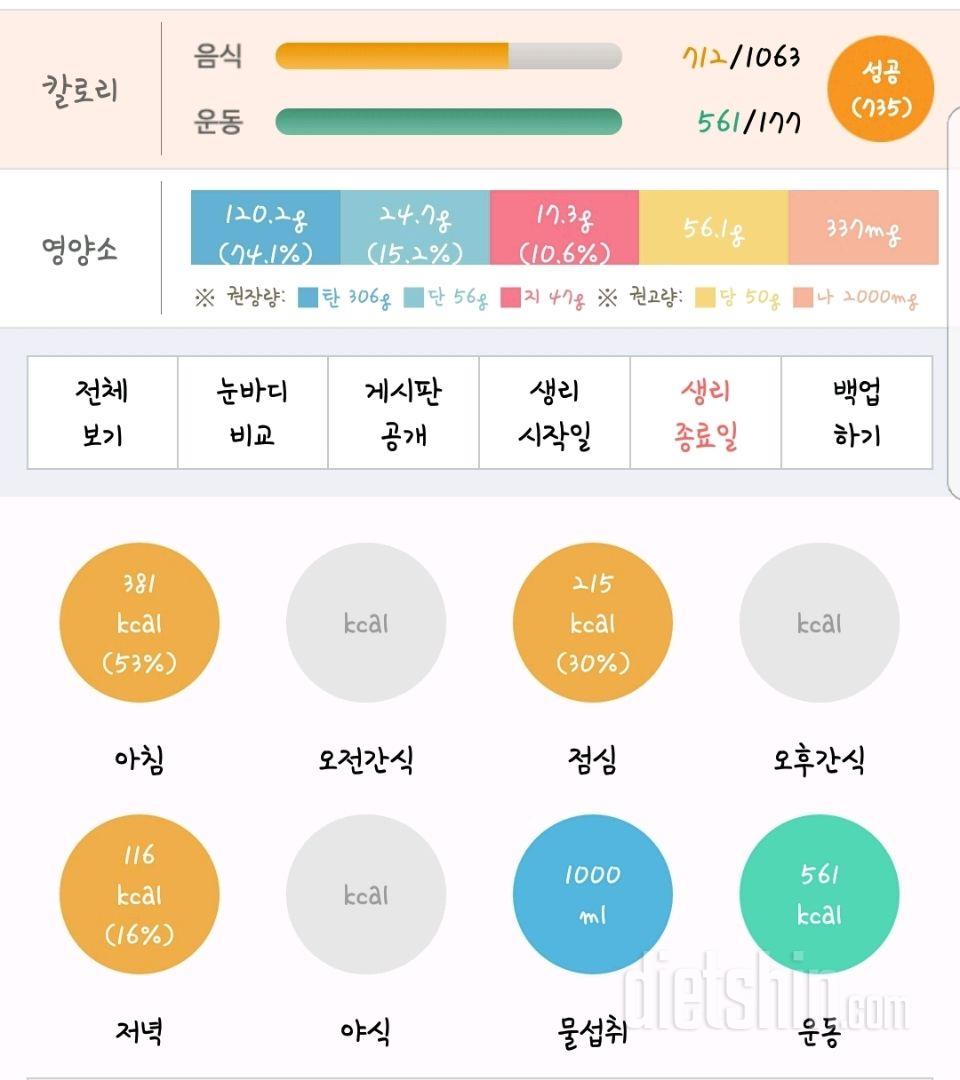 30일 1,000kcal 식단 7일차 성공!