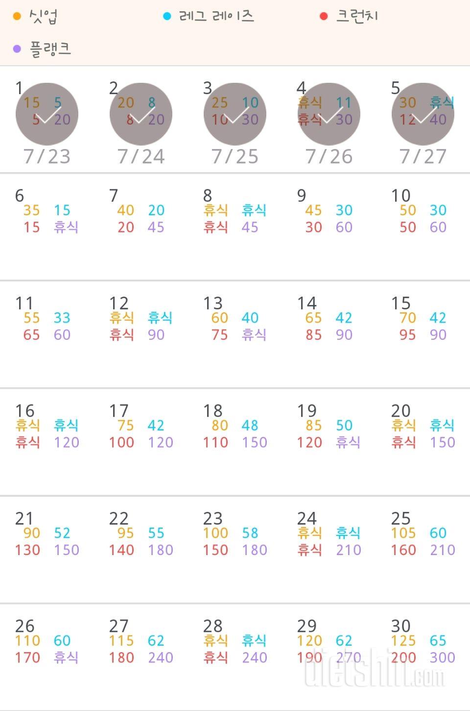 30일 복근 만들기 95일차 성공!