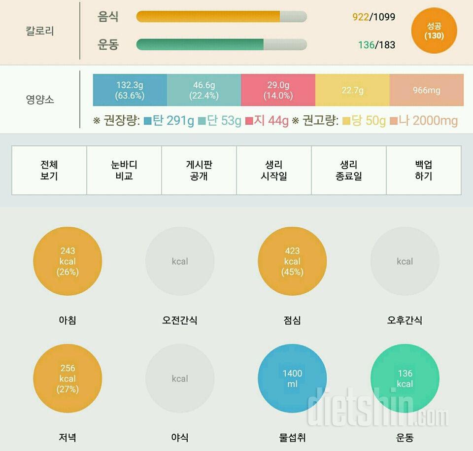 30일 1,000kcal 식단 5일차 성공!