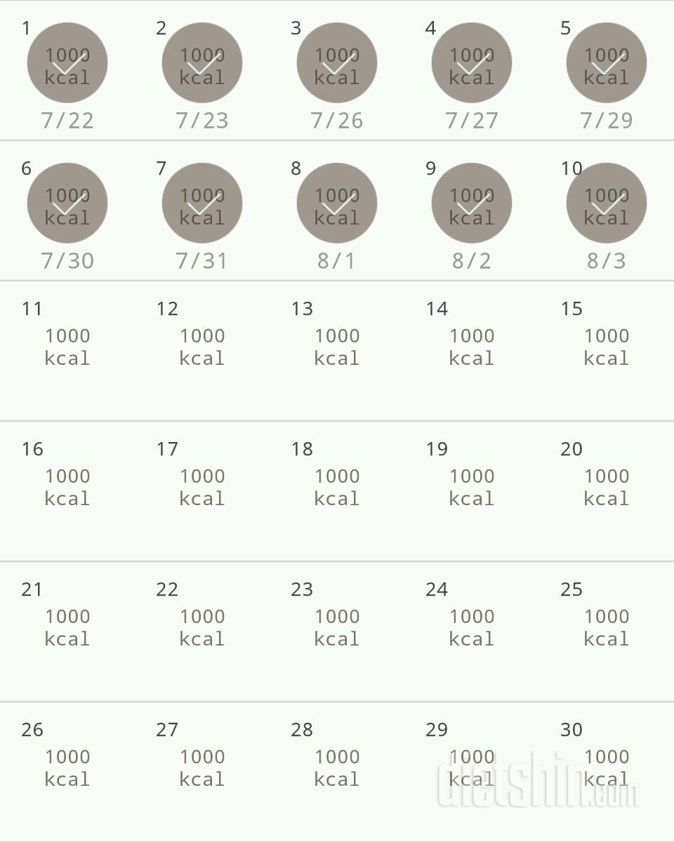 30일 1,000kcal 식단 10일차 성공!