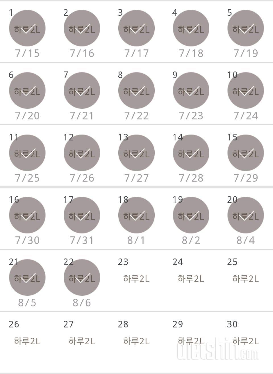 30일 하루 2L 물마시기 22일차 성공!