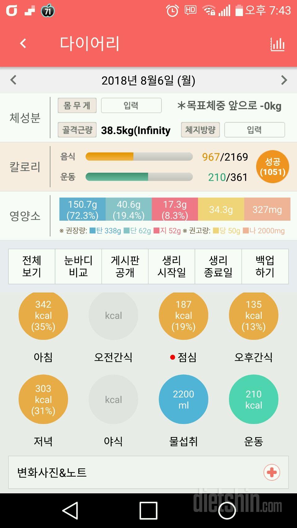 30일 하루 2L 물마시기 7일차 성공!