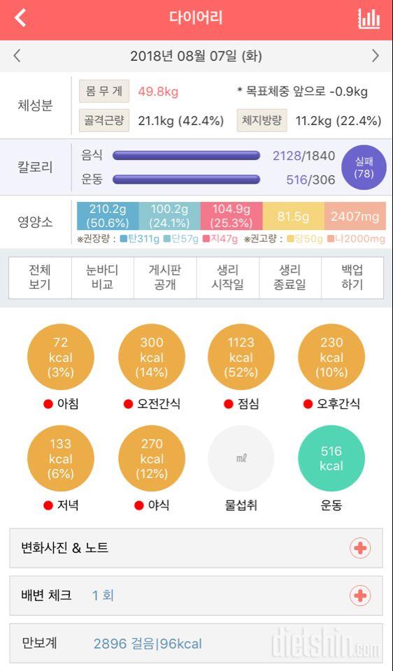 0807 식사 운동 피검사 결과