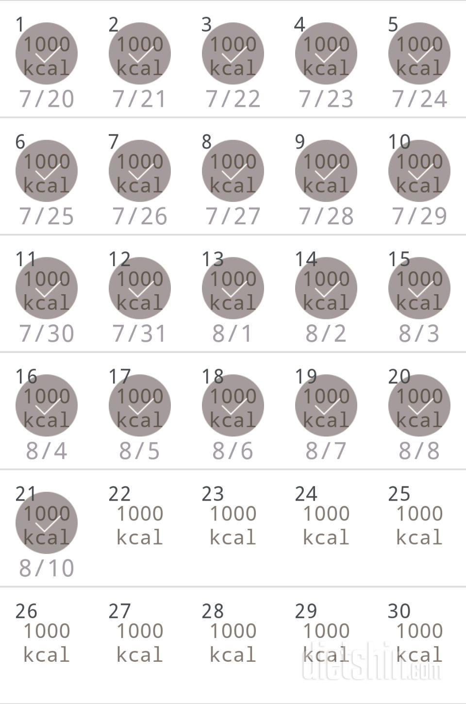 30일 1,000kcal 식단 21일차 성공!