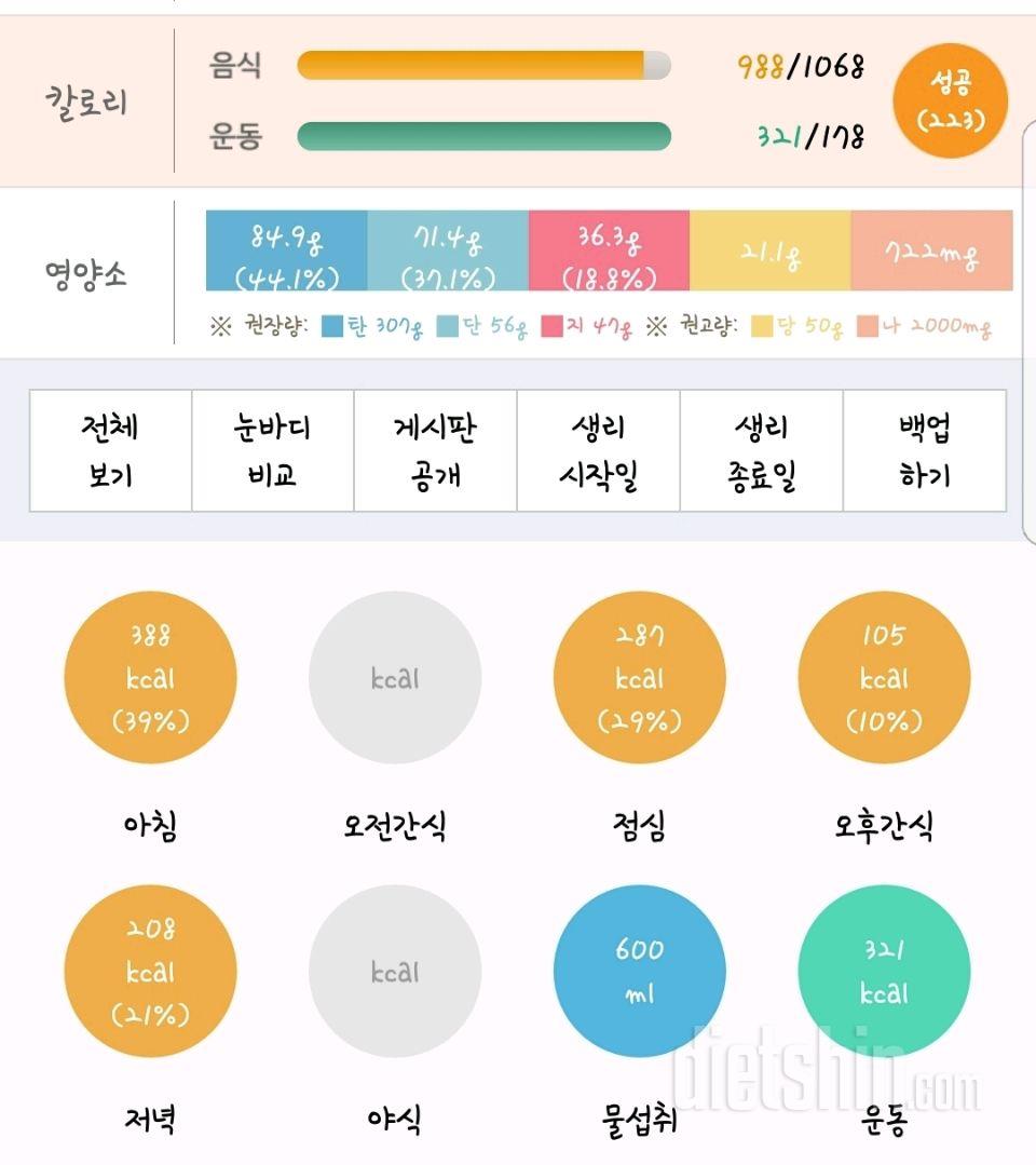 30일 1,000kcal 식단 22일차 성공!