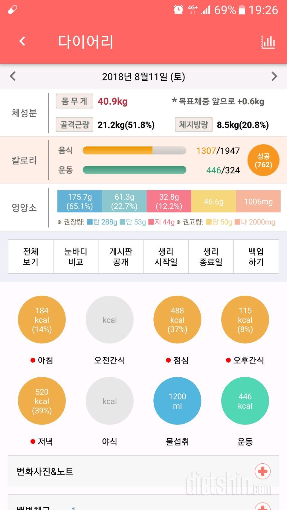 토-아침.점심.간식.저녁.운동량