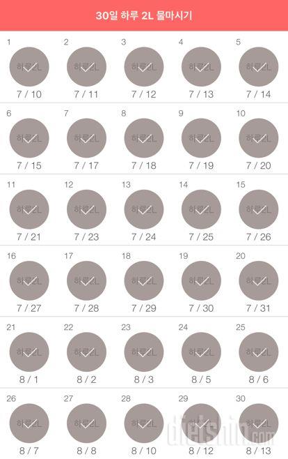 30일 하루 2L 물마시기 30일차 성공!