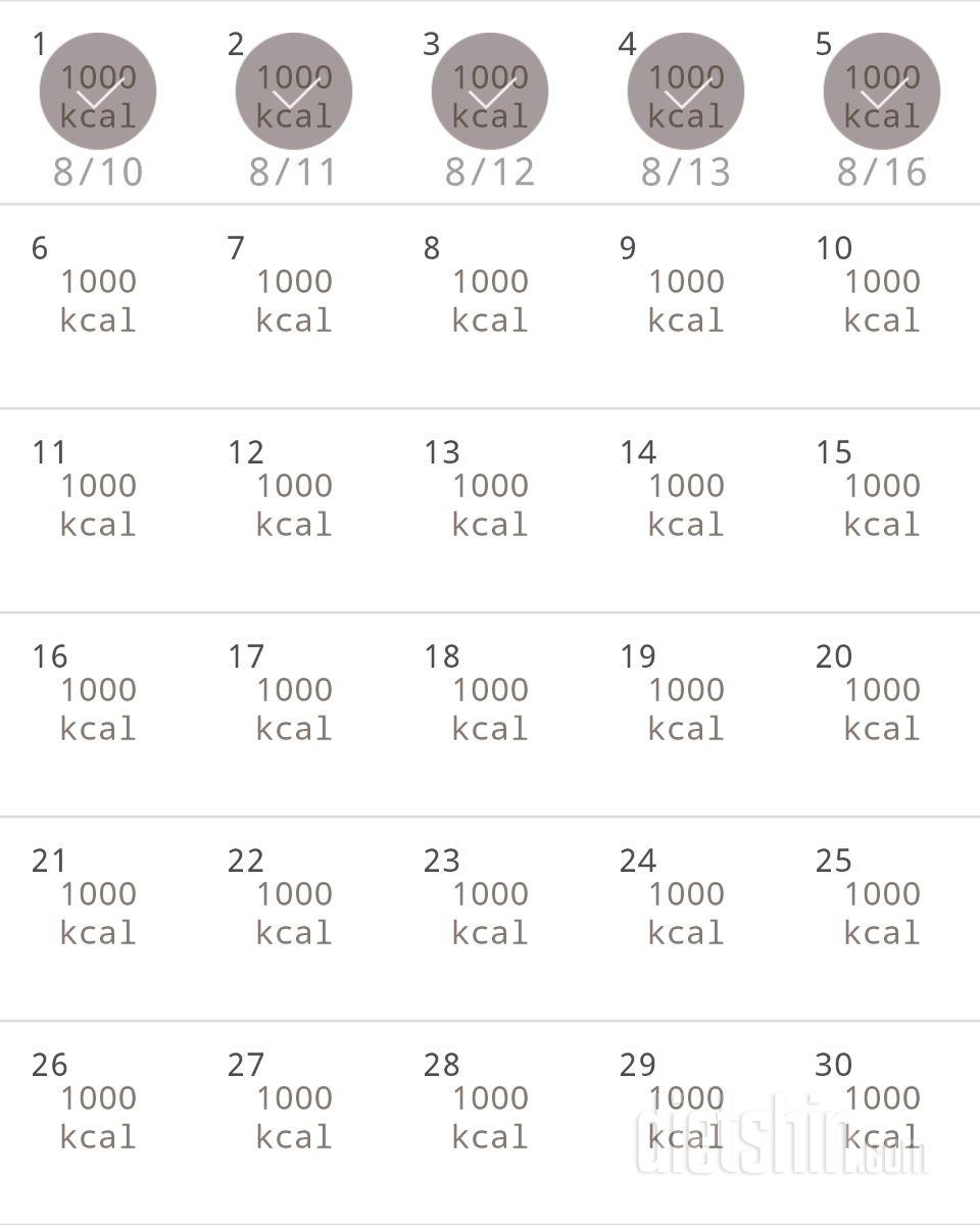 30일 1,000kcal 식단 5일차 성공!