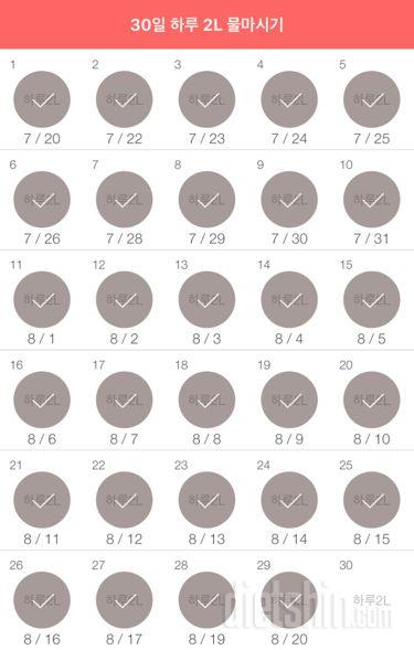 30일 하루 2L 물마시기 149일차 성공!