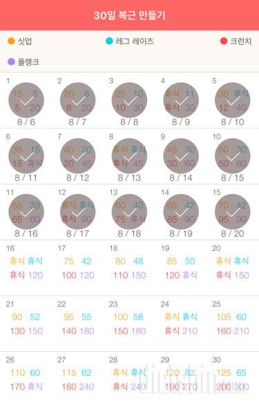 30일 복근 만들기 15일차 성공!