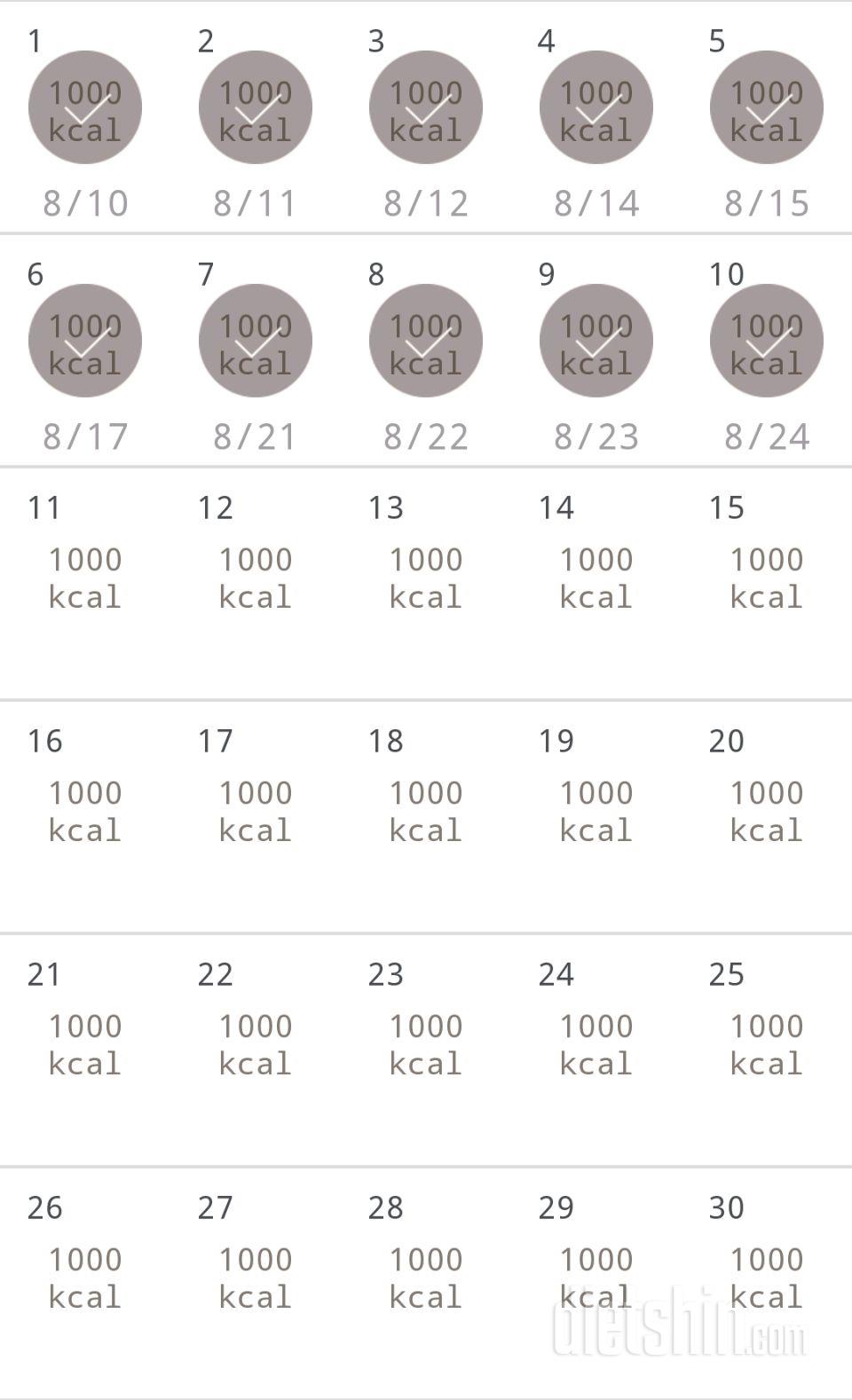 30일 1,000kcal 식단 10일차 성공!