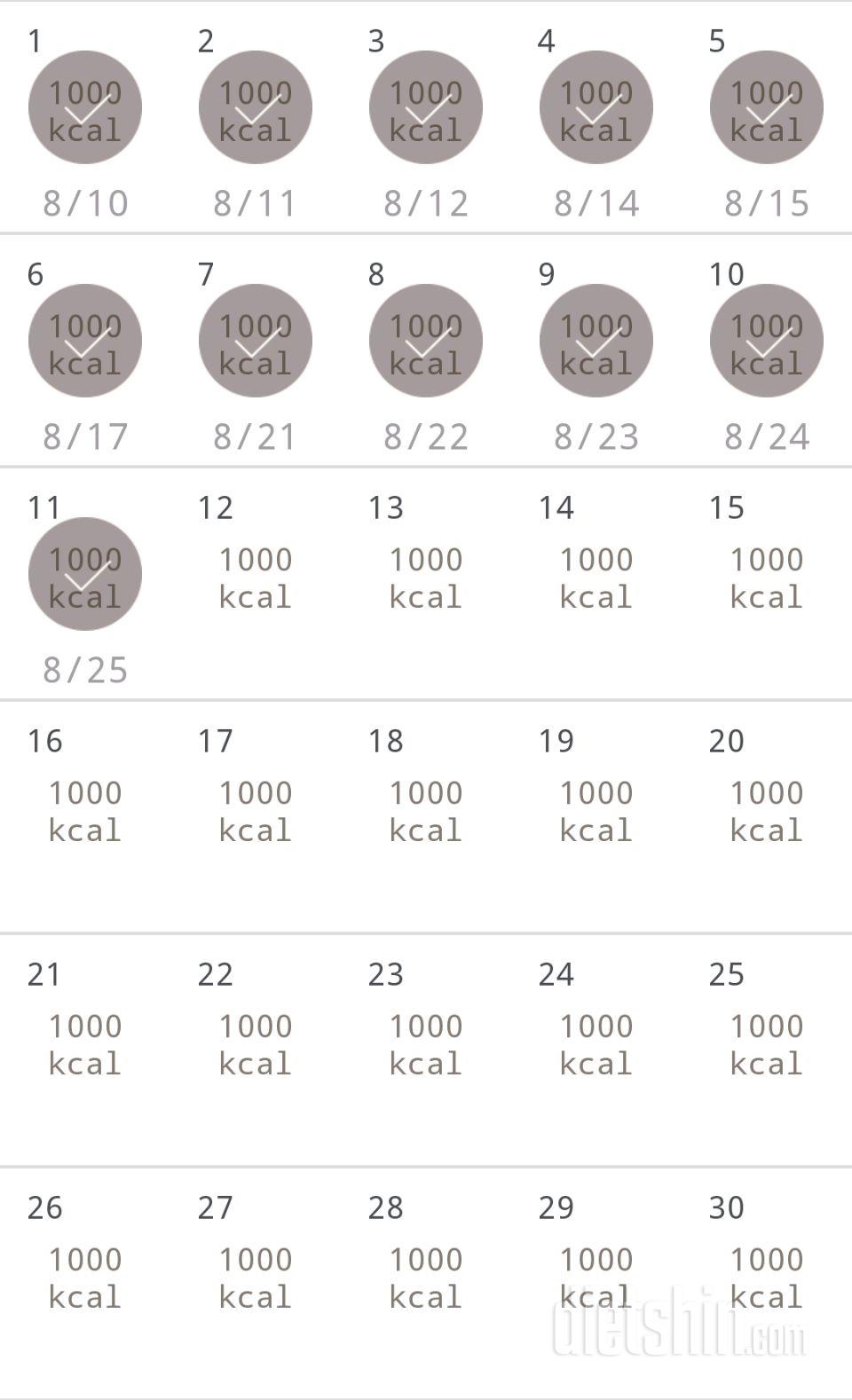 30일 1,000kcal 식단 11일차 성공!