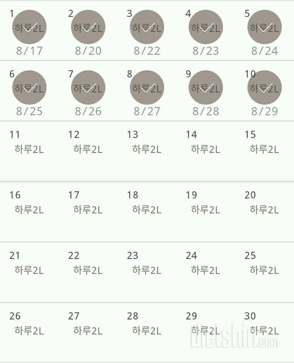 30일 하루 2L 물마시기 10일차 성공!