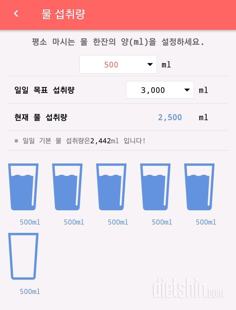 30일 하루 2L 물마시기 5일차 성공!