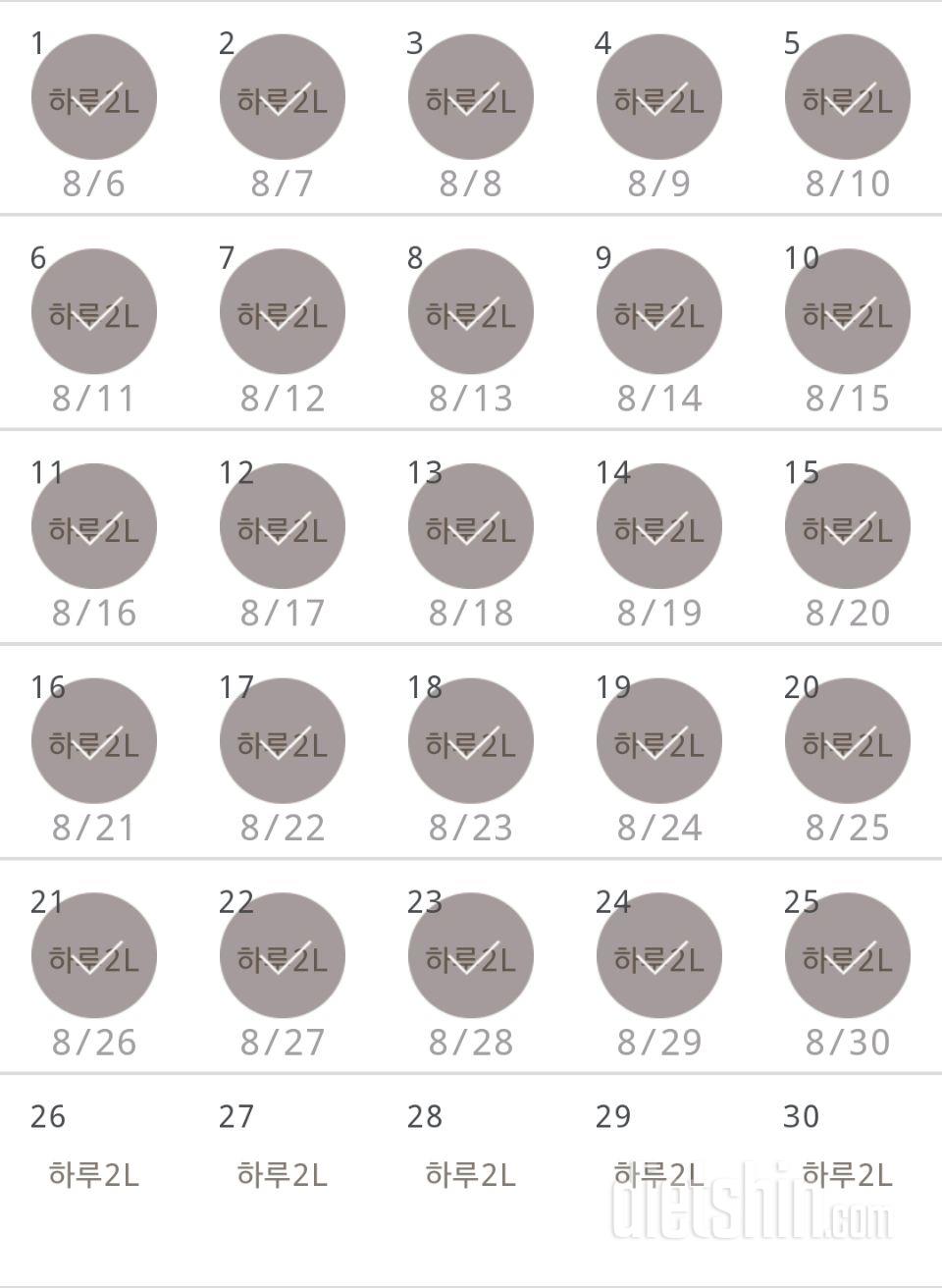 30일 하루 2L 물마시기 25일차 성공!