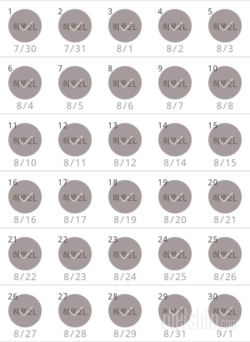 30일 하루 2L 물마시기 30일차 성공!