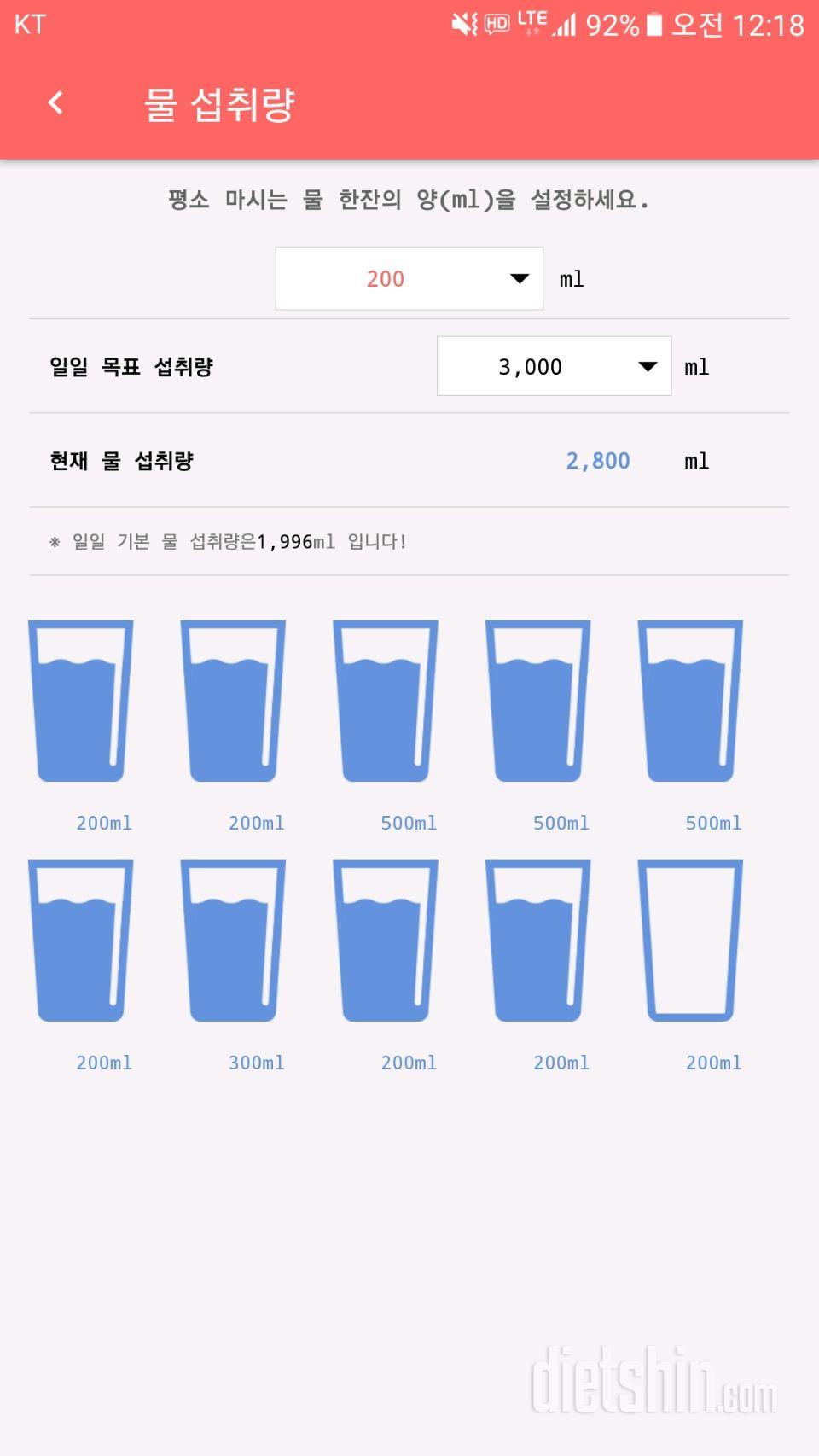 30일 하루 2L 물마시기 4일차 성공!