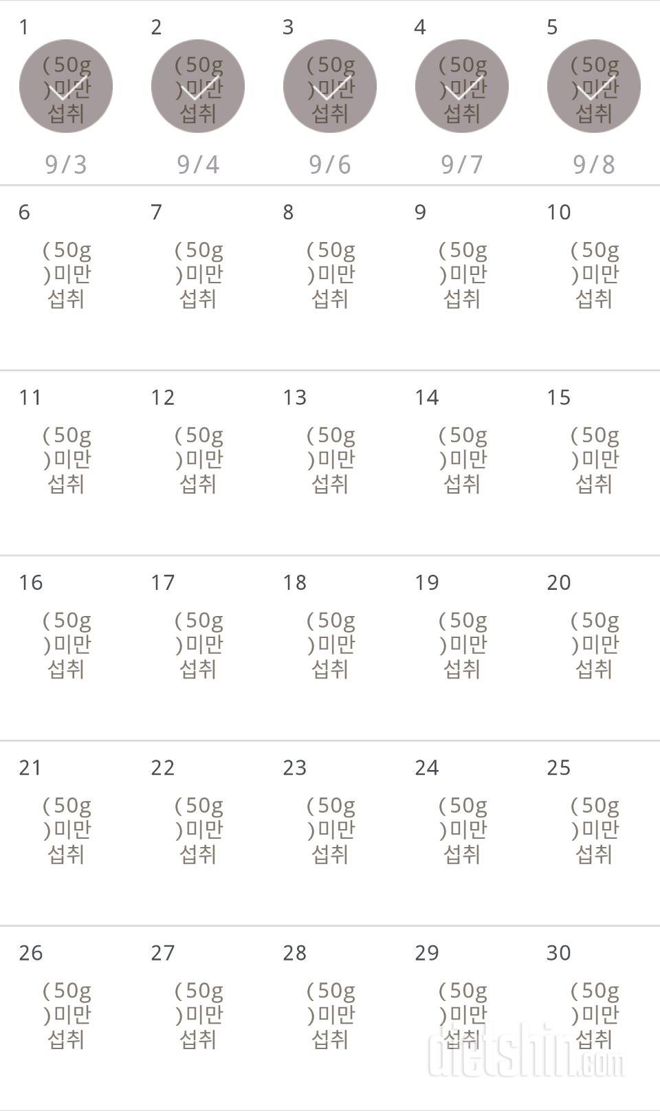 30일 당줄이기 5일차 성공!