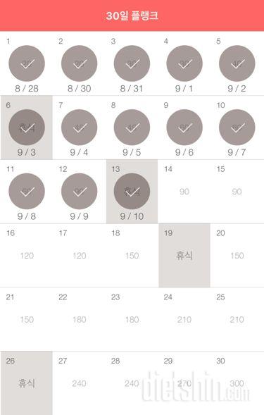 30일 플랭크 13일차 성공!