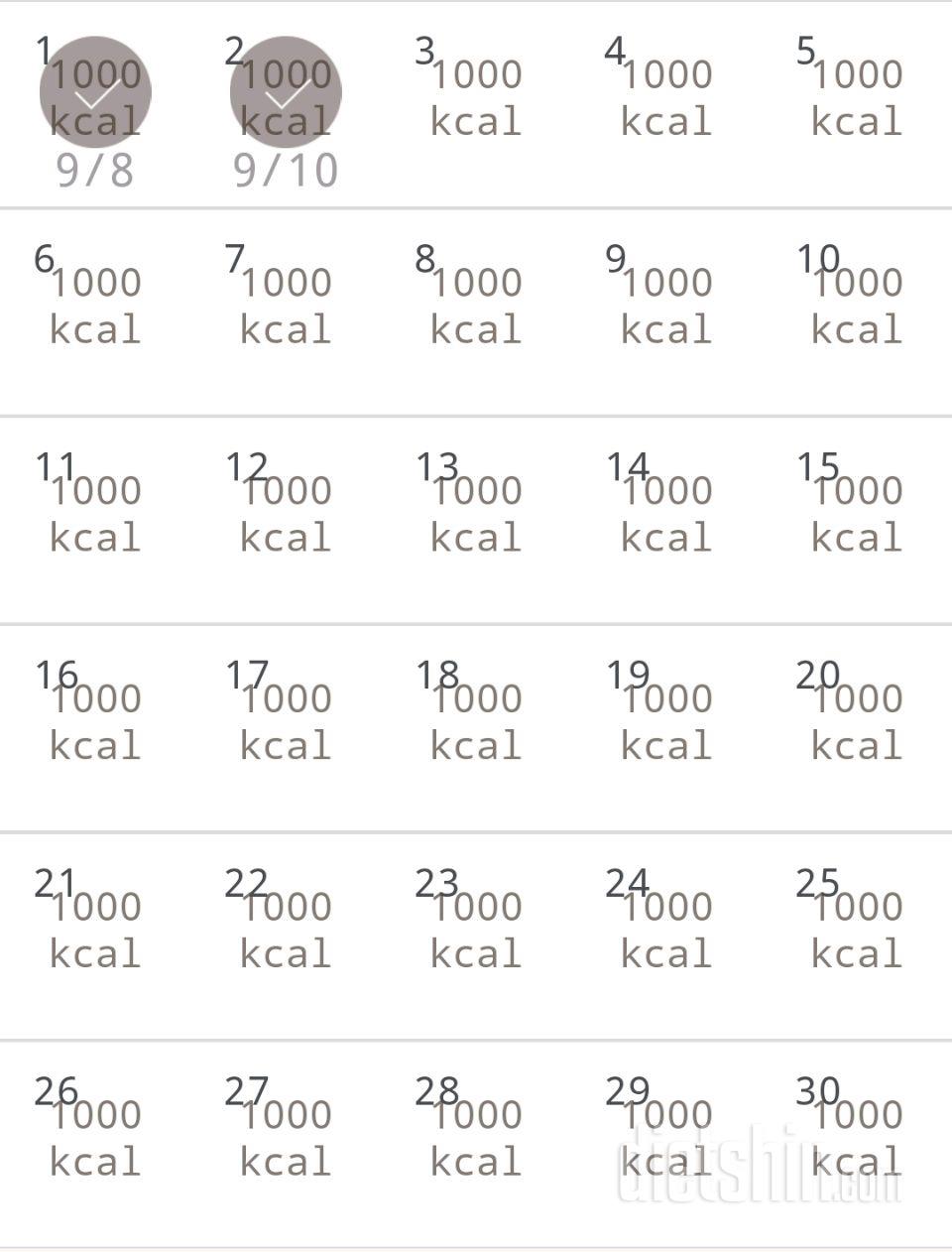 30일 1,000kcal 식단 2일차 성공!