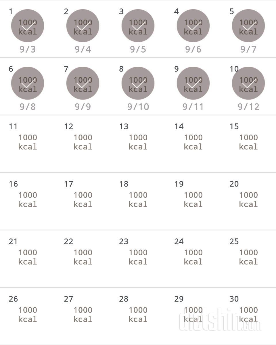 30일 1,000kcal 식단 10일차 성공!