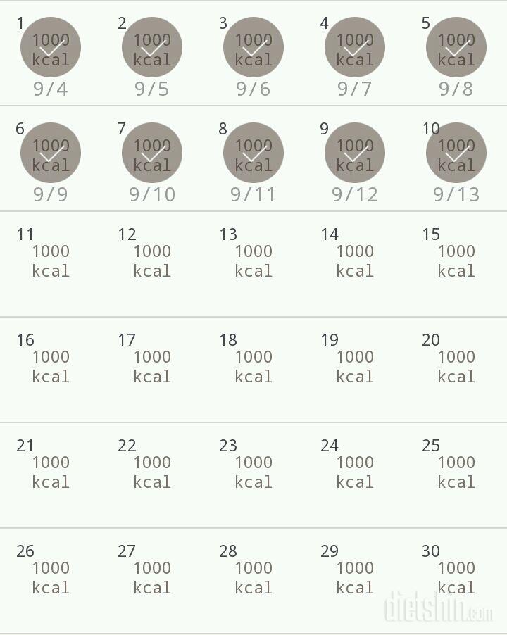 30일 1,000kcal 식단 10일차 성공!