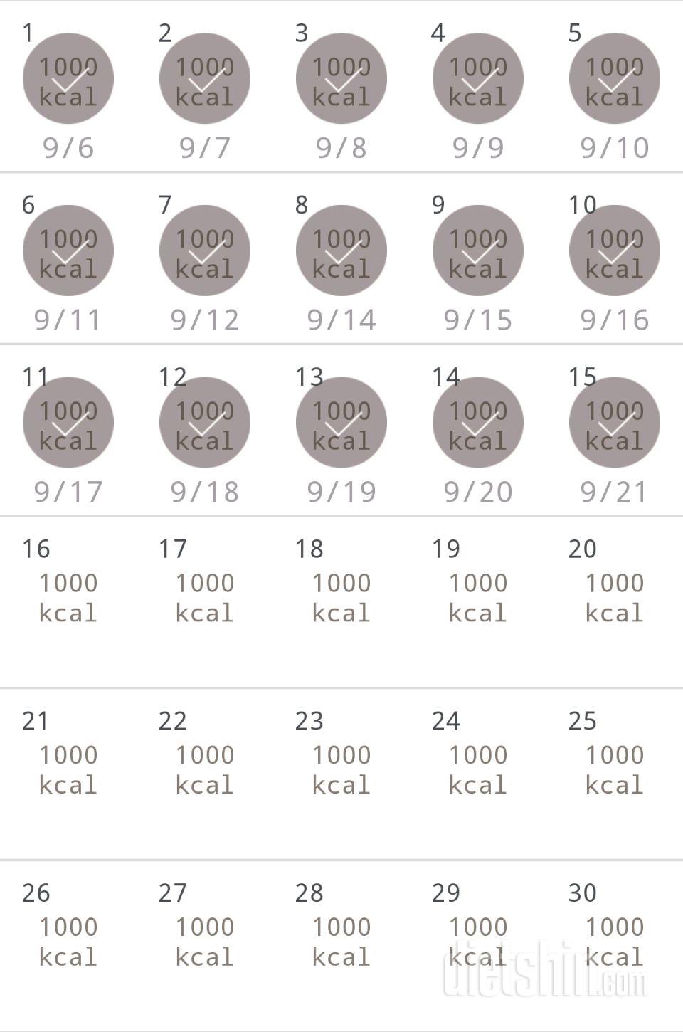 30일 1,000kcal 식단 15일차 성공!