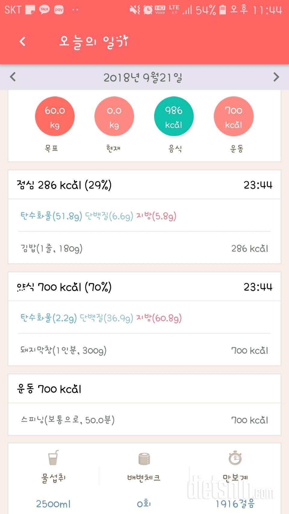 30일 하루 2L 물마시기 23일차 성공!