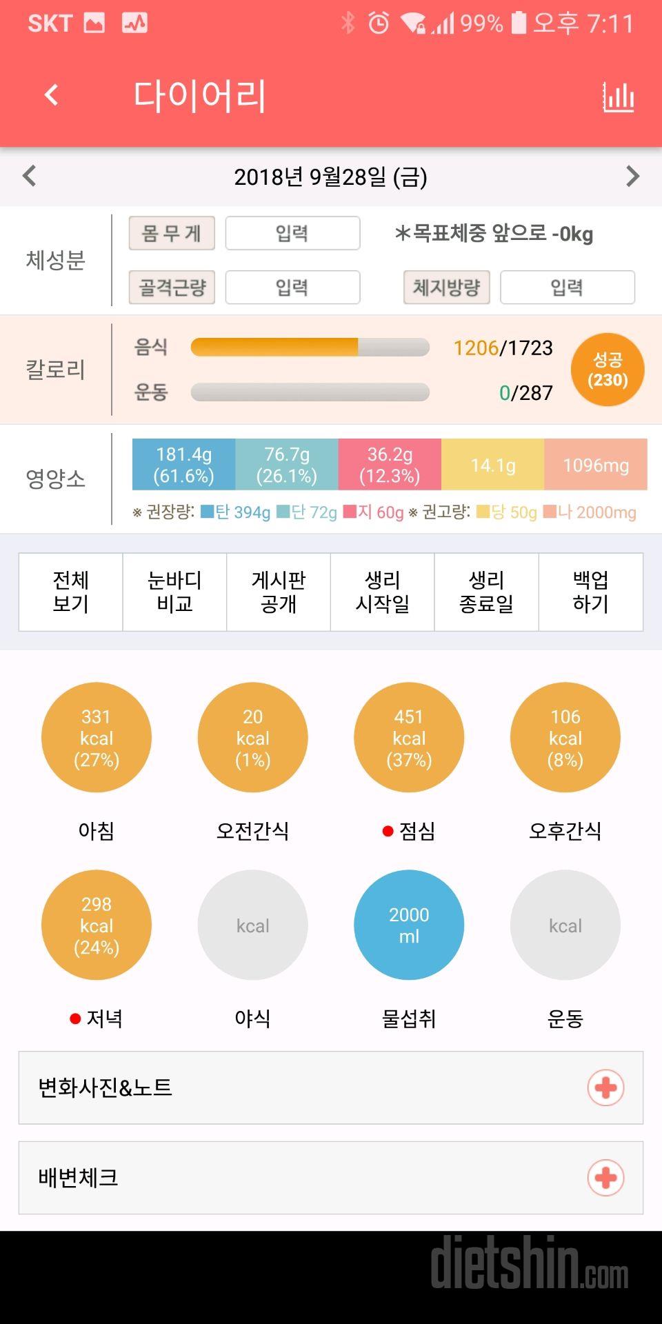 30일 밀가루 끊기 4일차 성공!