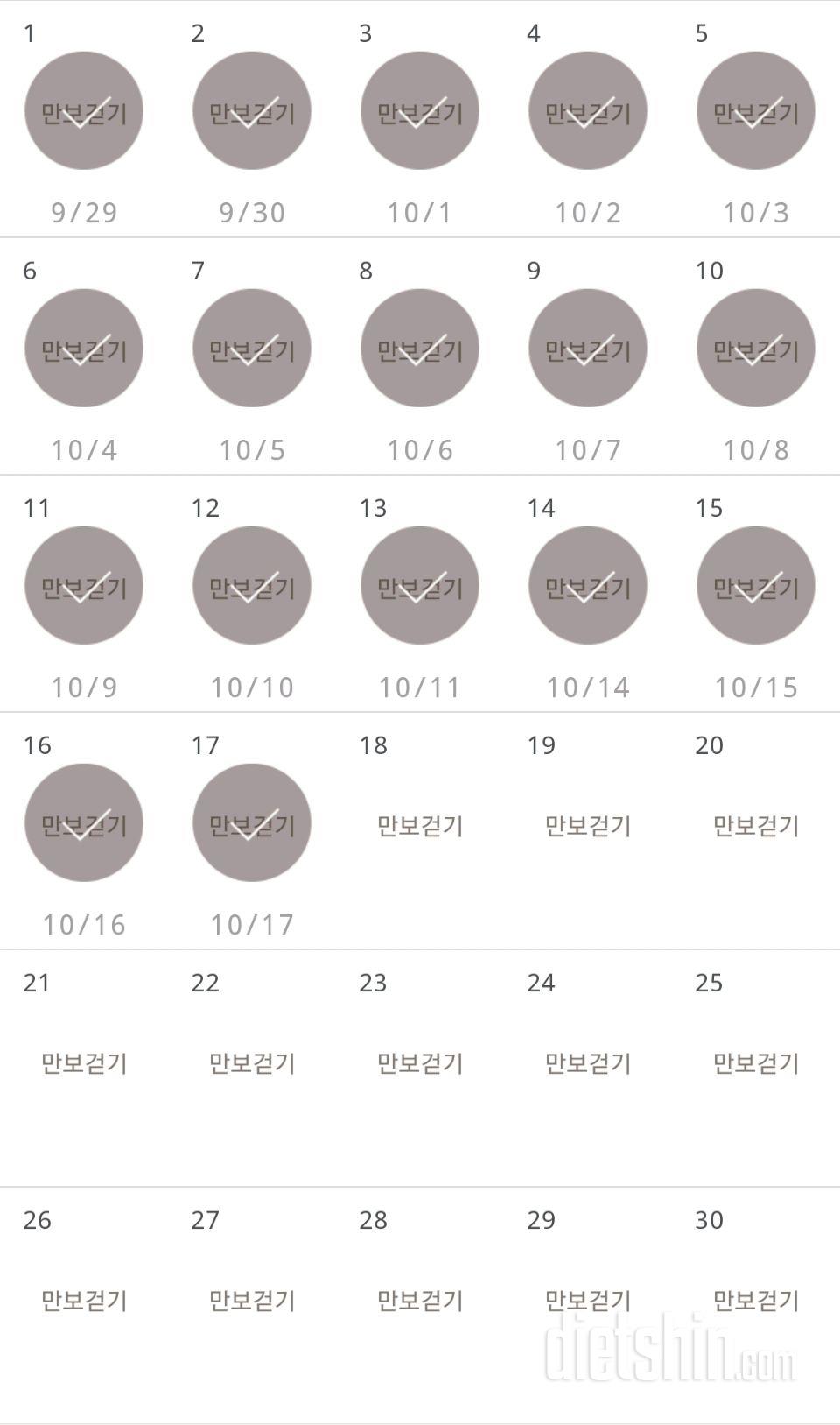 30일 만보 걷기 17일차 성공!