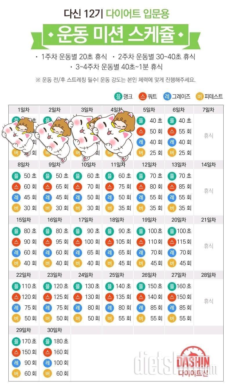 [다신12기 일일미션] 식단+운동 4일차♡