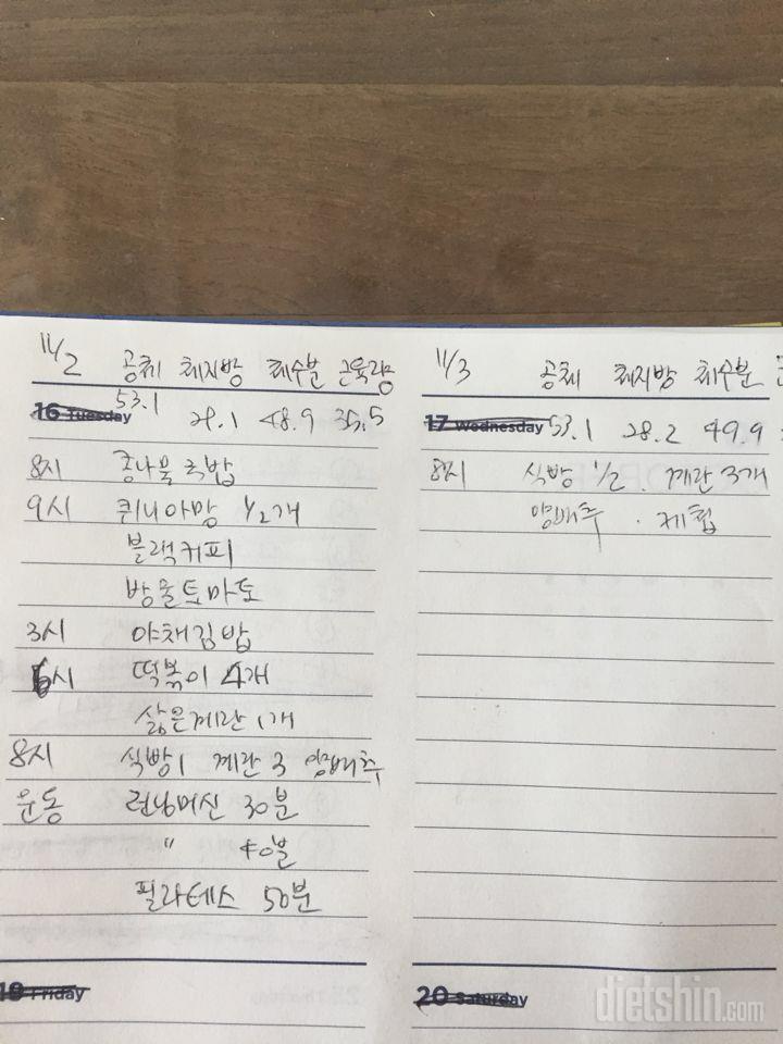 11/2공체식운 스트레스로 포기하니