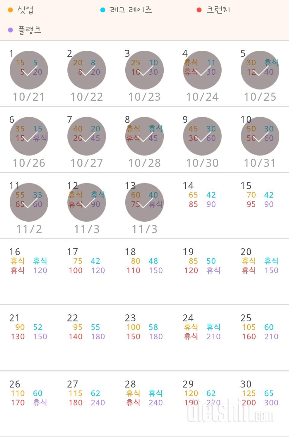 30일 복근 만들기 103일차 성공!