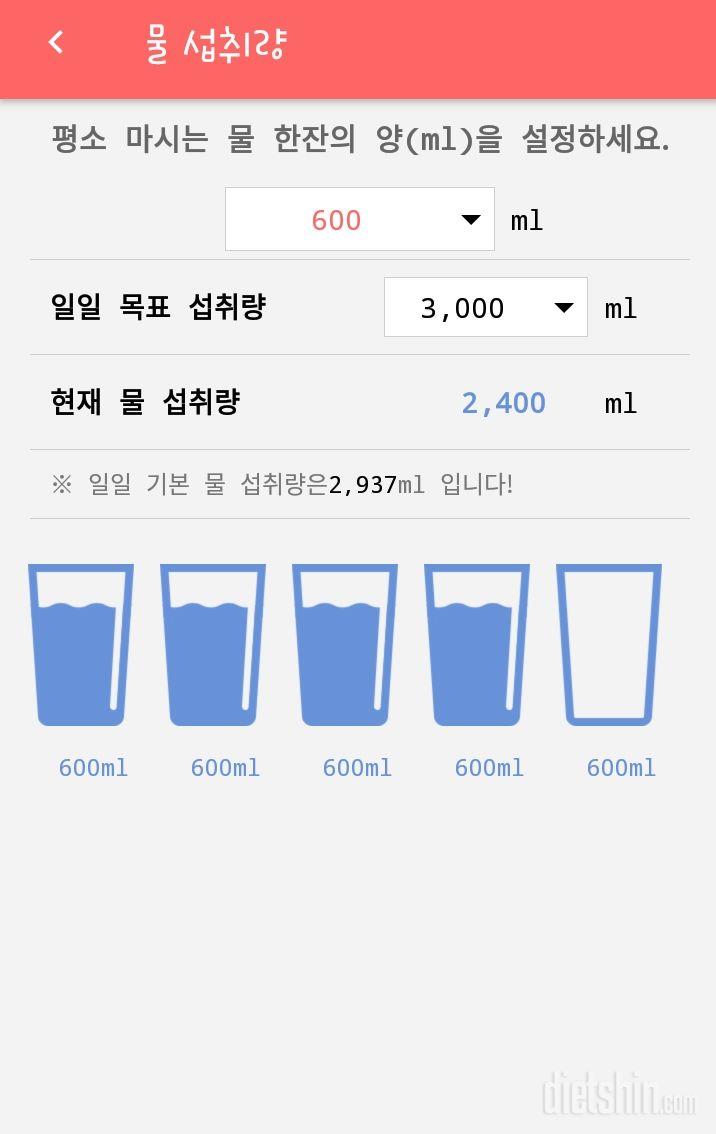 30일 하루 2L 물마시기 4일차 성공!