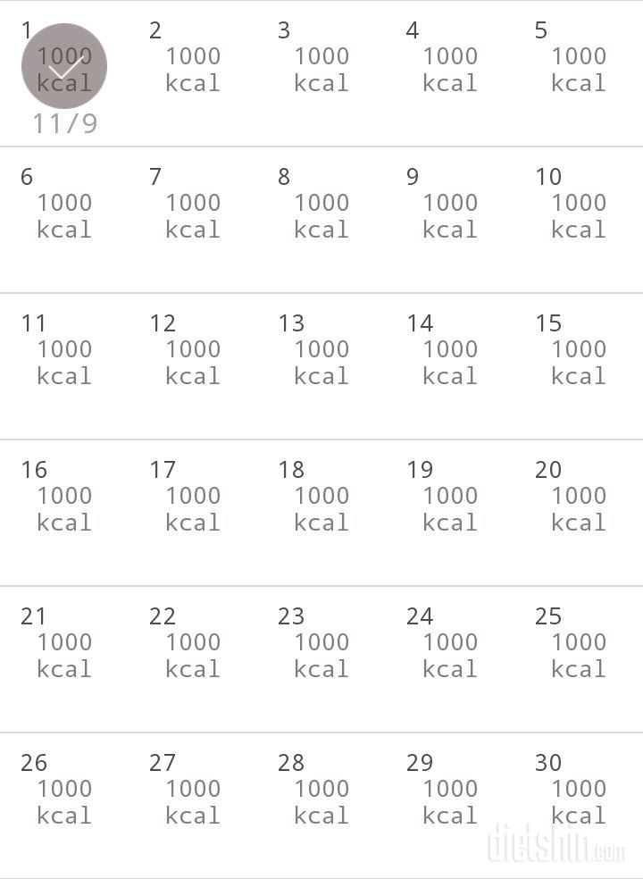 30일 1,000kcal 식단 1일차 성공!