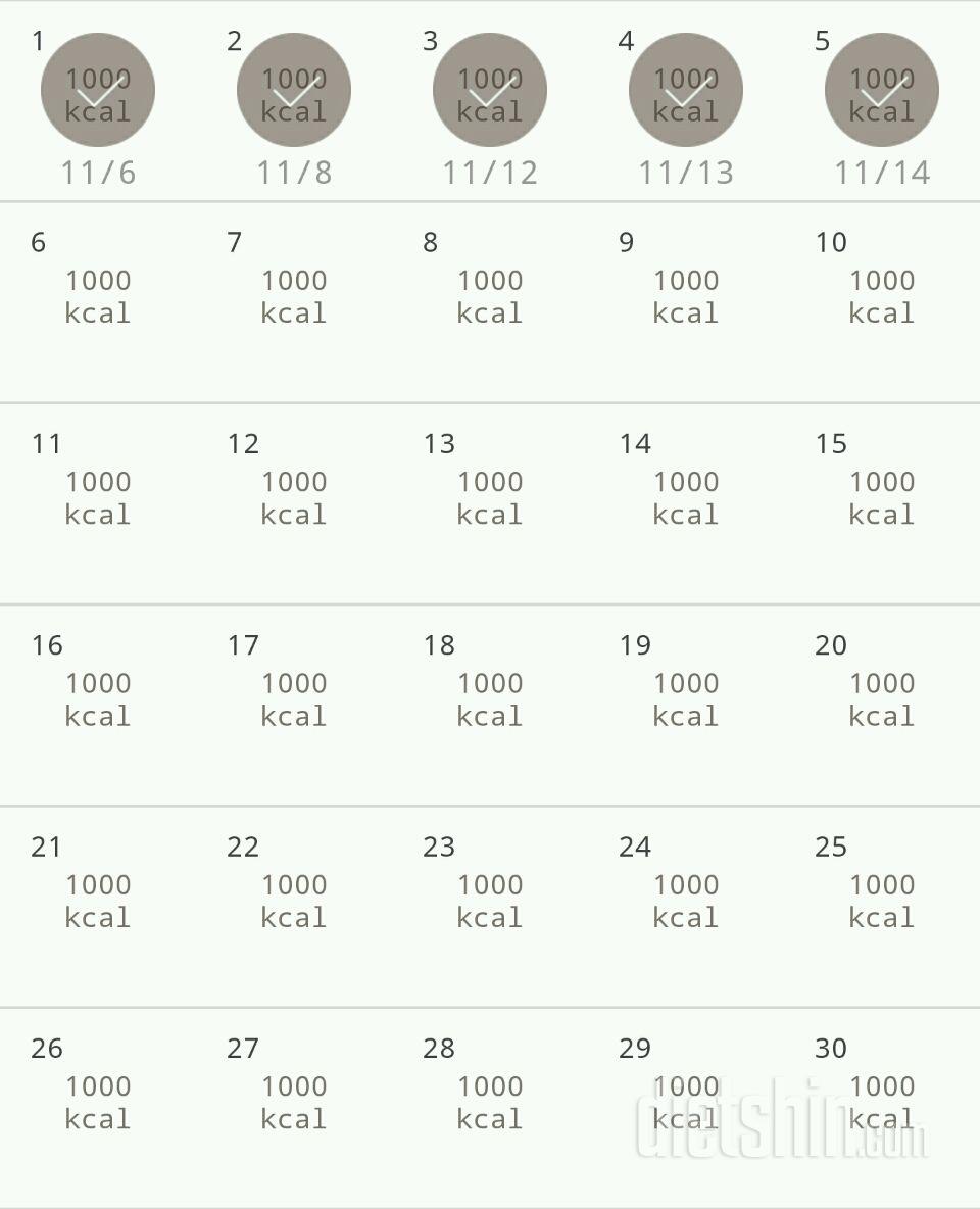 30일 1,000kcal 식단 5일차 성공!