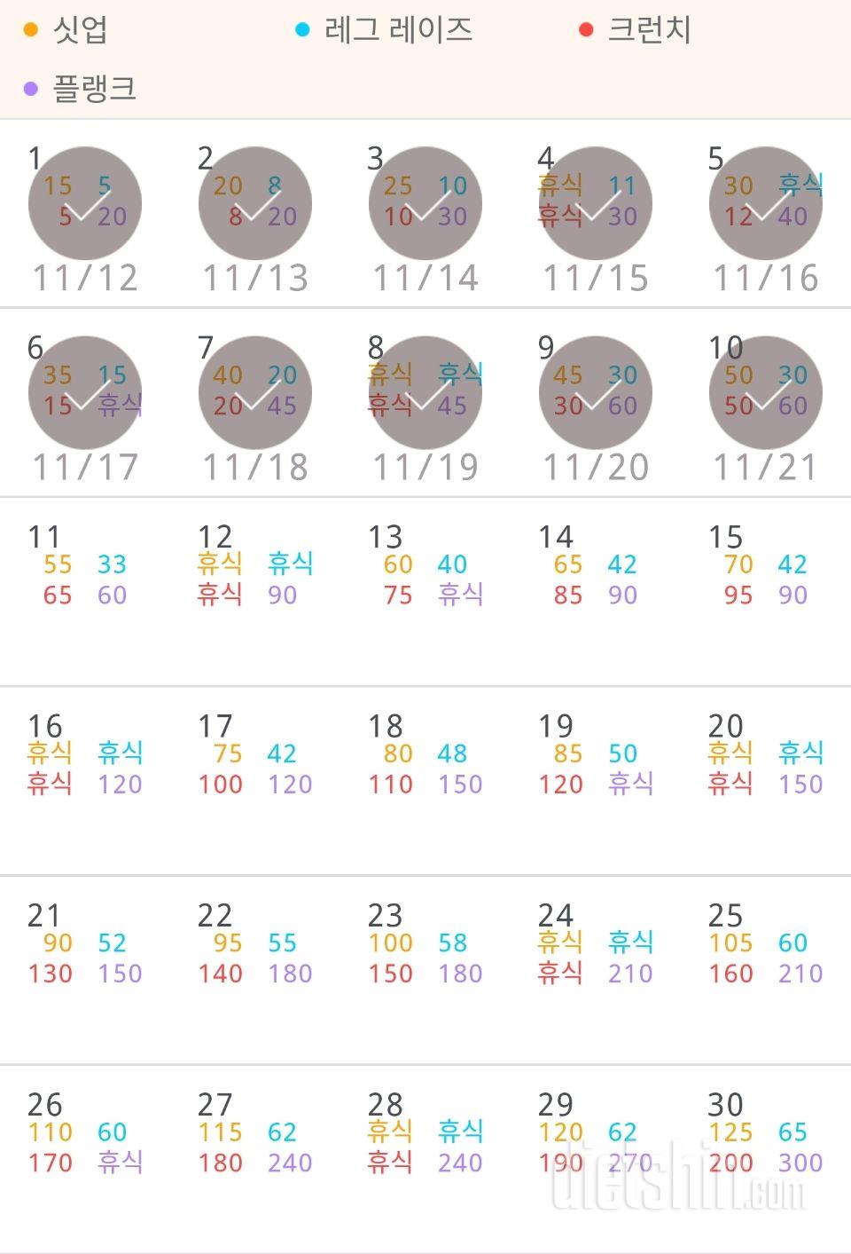 30일 복근 만들기 70일차 성공!