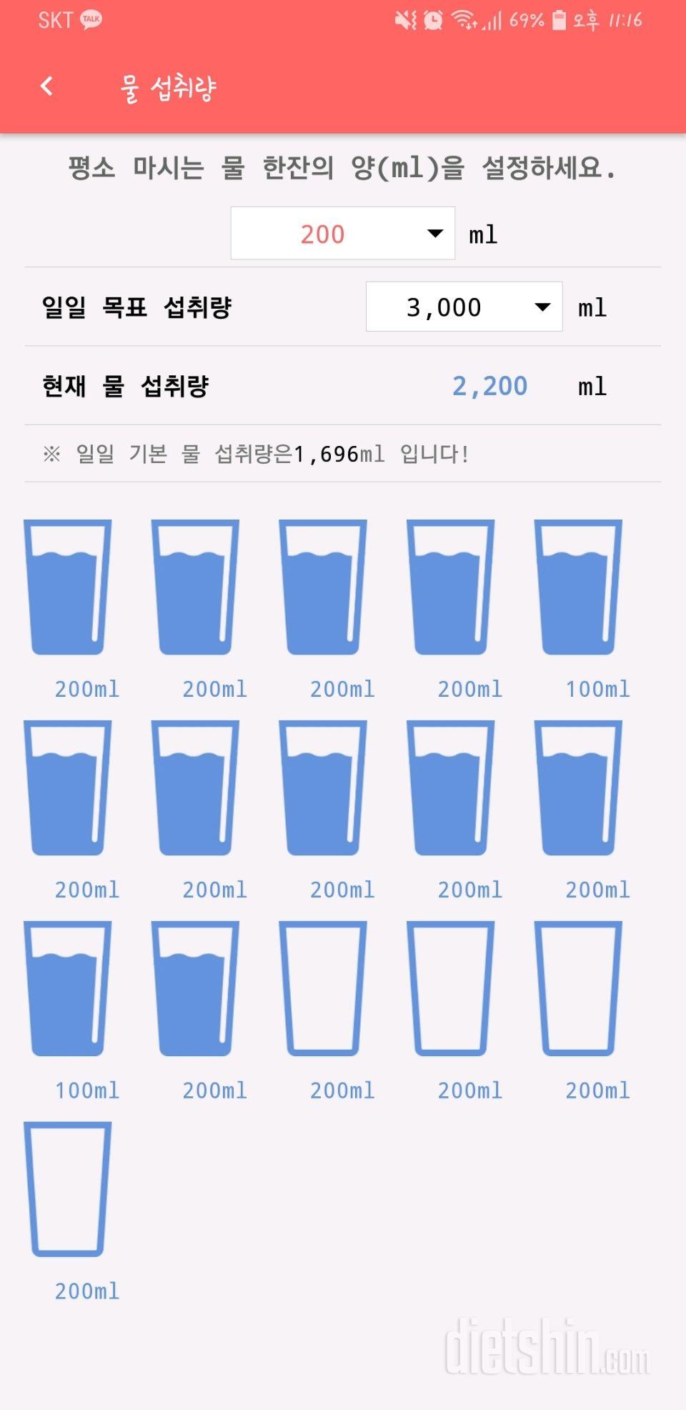 30일 하루 2L 물마시기 4일차 성공!