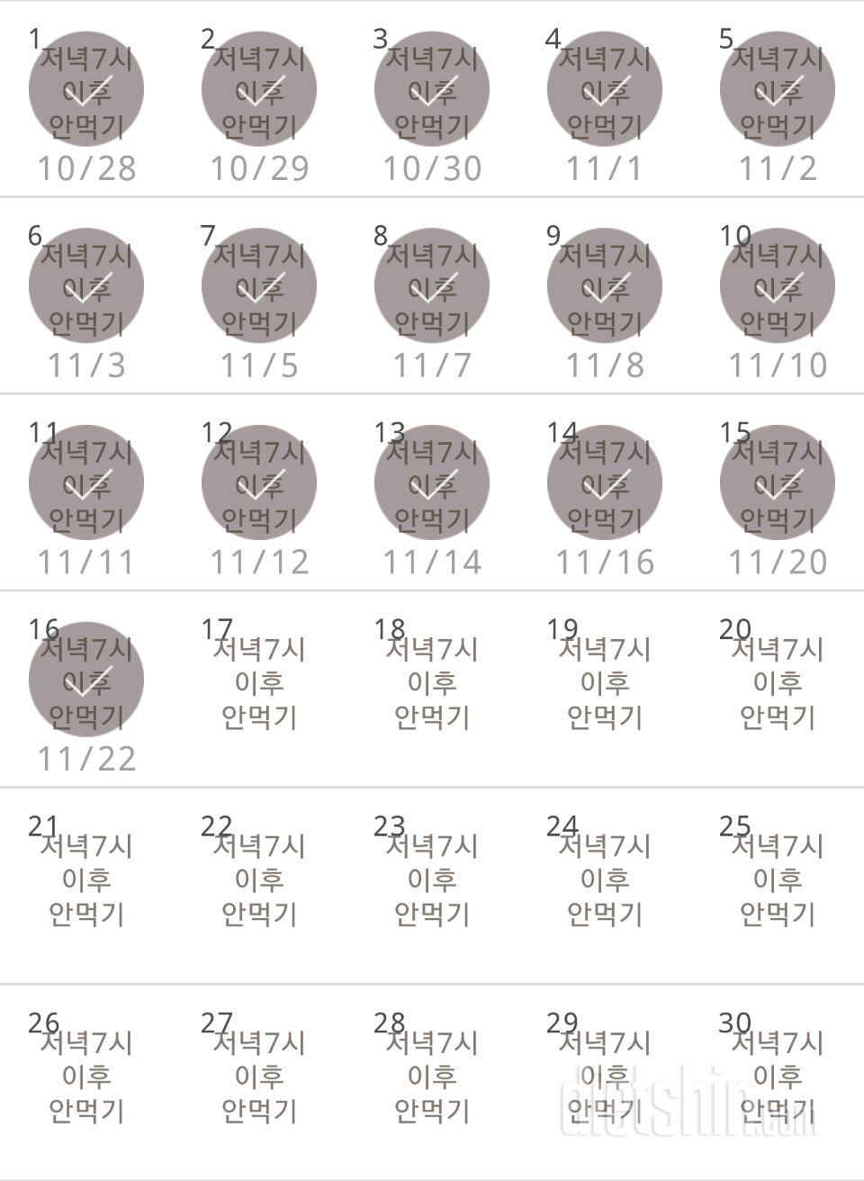 30일 야식끊기 16일차 성공!