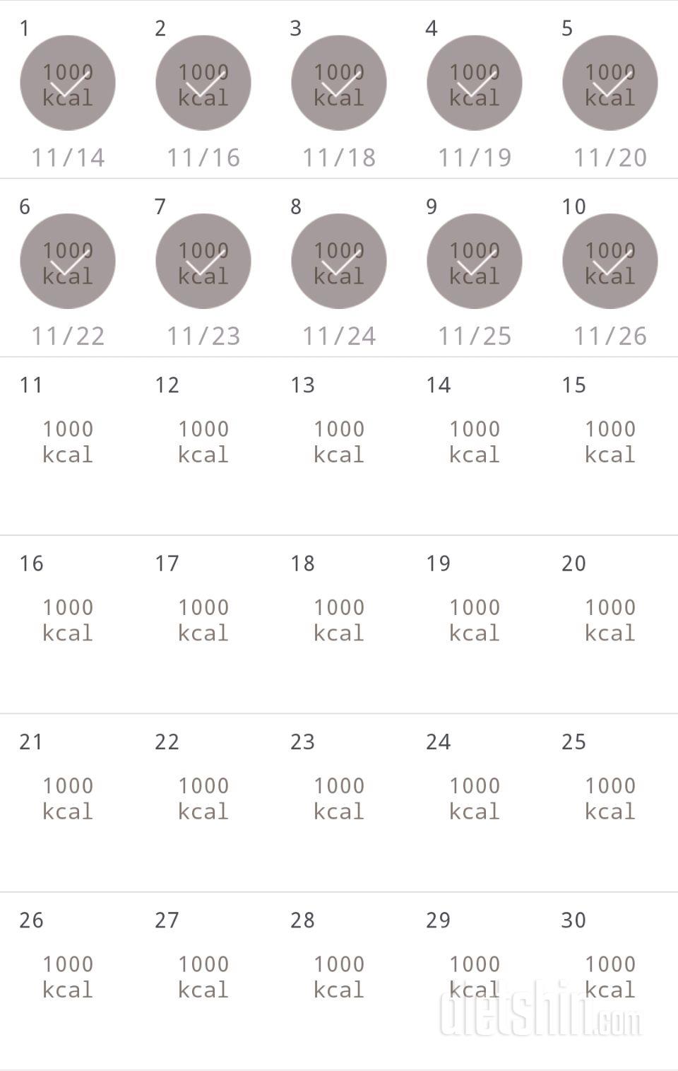 30일 1,000kcal 식단 10일차 성공!