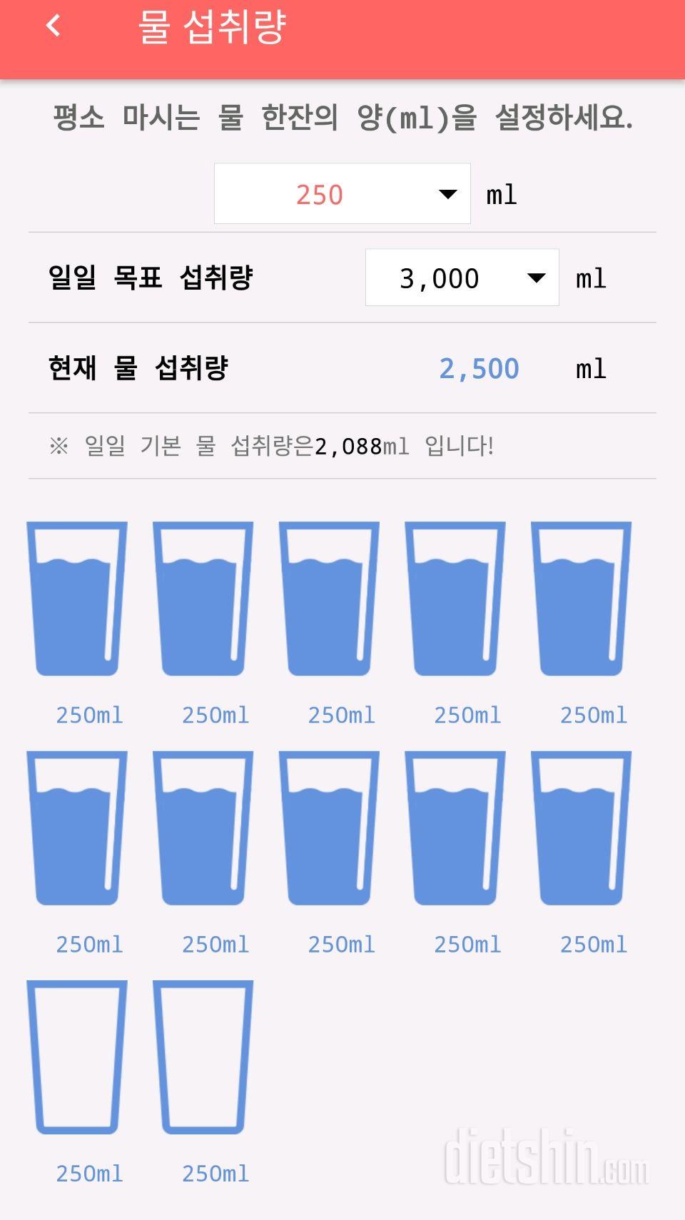 30일 하루 2L 물마시기 40일차 성공!