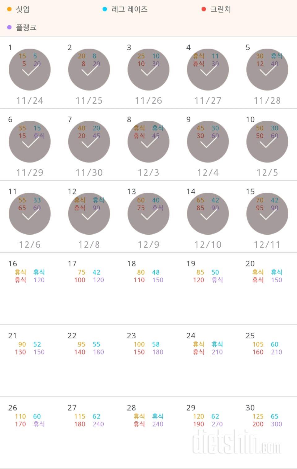 30일 복근 만들기 15일차 성공!